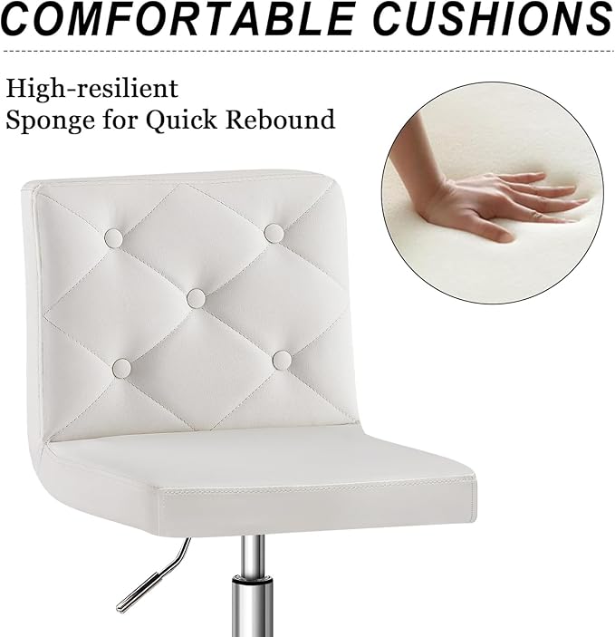 VECELO PU Leather Mid-Back Armless Desk Chair Adjustable Height 360° Rolling Swivel for Home Office Work, White - LeafyLoom