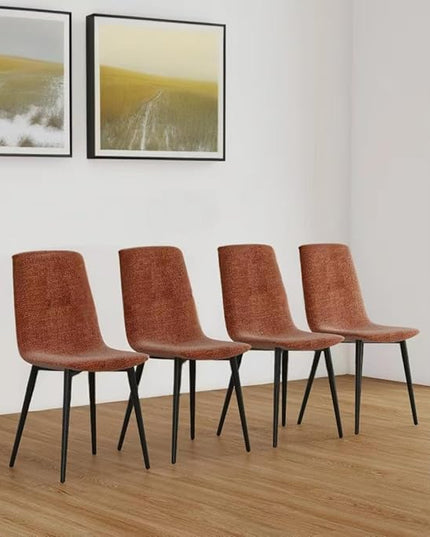 NicBex Dining Chairs Set of 4 Modern Upholstered Linen Dining Room Kitchen Chairs with Black Metal Legs,Side Chairs for Dining Room, Kitchen,Living Room, and Restaurants,Caramel - LeafyLoom