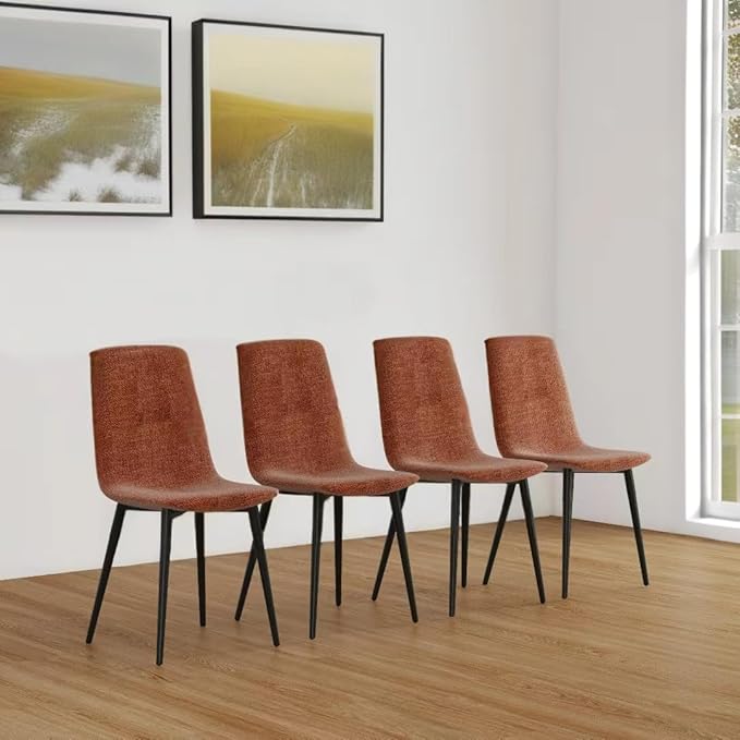 NicBex Dining Chairs Set of 4 Modern Upholstered Linen Dining Room Kitchen Chairs with Black Metal Legs,Side Chairs for Dining Room, Kitchen,Living Room, and Restaurants,Caramel - LeafyLoom