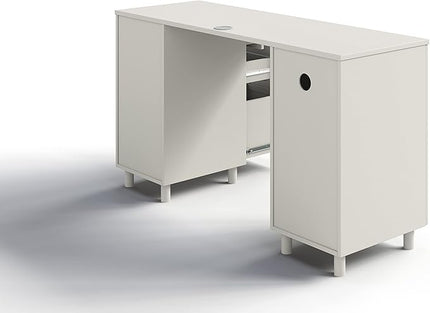 Modern Design By Crafts & comfort Venice Computer Desk - Office Desk with 3 Drawers & CPU Storage Cabinet - Laptop Workstation with Keyboard Tray & Cable Hole - Home & Office Supplies -White - LeafyLoom