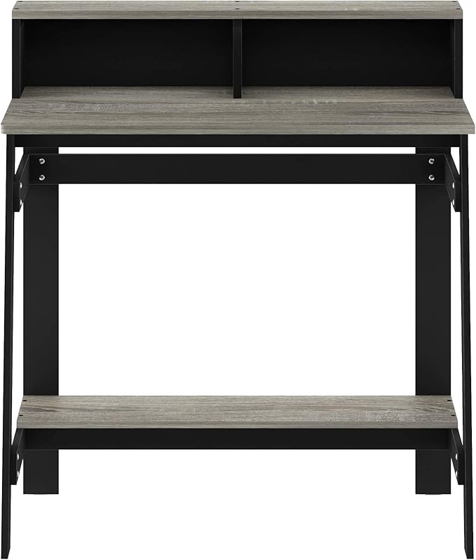 Furinno Simplistic A Frame Computer Desk, Black/French Oak Grey - LeafyLoom