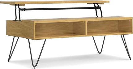SIMPLIHOME Hunter Lift Top Coffee Table, 48 inch, Oak Veneer - LeafyLoom
