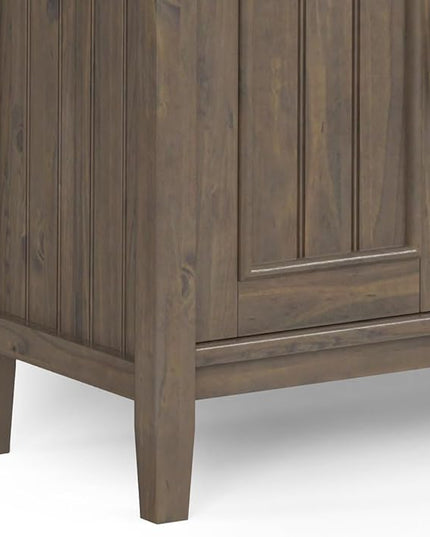 SIMPLIHOME Lev SOLID WOOD 72 Inch Wide Contemporary TV Media Stand in Smoky Brown for TVs up to 80 Inches, For the Living Room and Entertainment Center - LeafyLoom