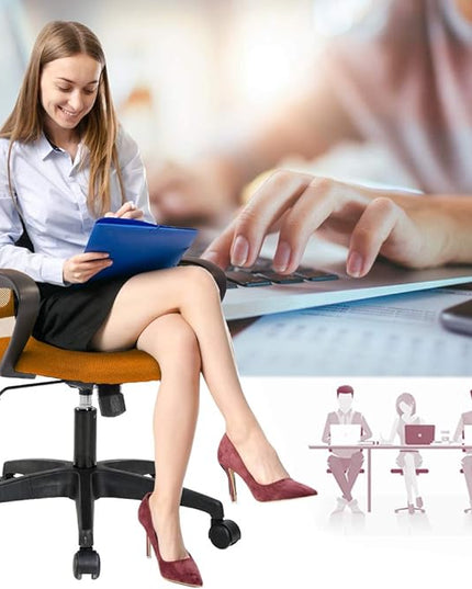 Home Office Chair Ergonomic Desk Chair Mesh Computer Chair with Lumbar Support Armrest Executive Rolling Swivel Adjustable Mid Back Task Chair for Women Adults (Orange) - LeafyLoom