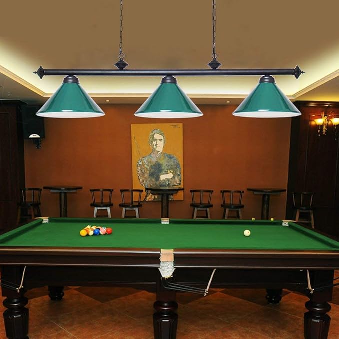 Wellmet Pool Table Light, 59” Hanging Billiard Lights, Adjustable Kitchen Island Lighting Fixture for Billiard Bar Table, Green - LeafyLoom