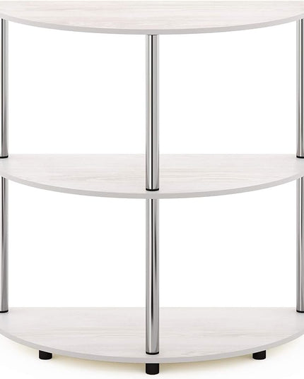 Furinno Frans Turn-N Half Round Console Table with Stainless Steel Tubes, White Oak, 15.6D x 31.1W x 30.8H in - LeafyLoom