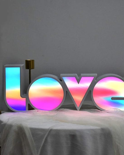 GUOCHENG LED Love Sign Lights - Love Marquee Signs Lamp Battery&USB Power Love Letters Decoration for Home Children Kids Bedroom Nursery,Valentine's Day Gifts(Colorful) - LeafyLoom