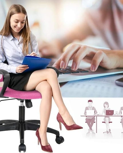 BestOffice Home Office Chair Ergonomic Desk Chair Mesh Computer Chair with Lumbar Support Armrest Executive Rolling Swivel Adjustable Mid Back Task Chair,Pink - LeafyLoom