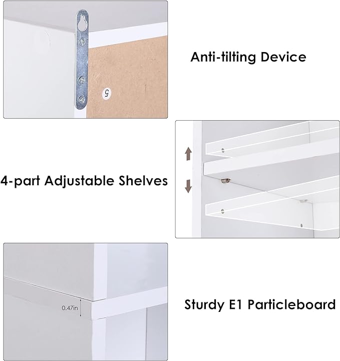 FOTOSOK 8-Tier Media Tower Rack, 11.6 X 9.3 X 70.9 Inches CD DVD Slim Storage Cabinet with Adjustable Shelves, Tall Narrow Bookcase Display Bookshelf for Home Office, white - LeafyLoom
