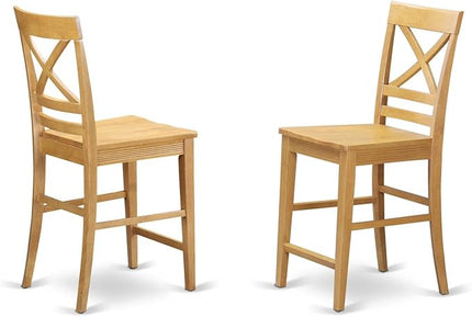 East West Furniture JAQU5-OAK-W 5 Piece Counter Height Dining Table Set Includes a Round Wooden Table with Pedestal and 4 Kitchen Dining Chairs, 36x36 Inch, Oak - LeafyLoom