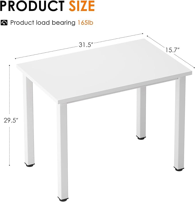 Need Small Desk, 31.5 inch Sturdy Writing Desk for Small Spaces, Small Computer Desk Teens Desk Study Table Laptop Desk Home Ofice Desk, White - LeafyLoom