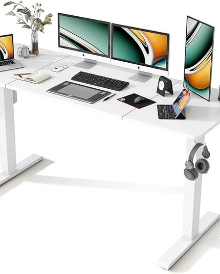 63 x 24 Inches Standing Desk Adjustable Height with Splice Board- Stand Up Desk, Electric Standing Desk, Sit to Stand Desk for Home & Office Computer Desk - LeafyLoom
