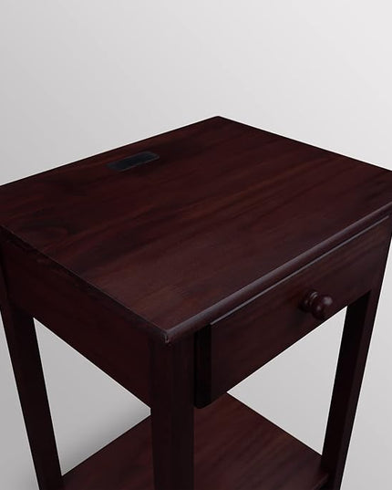 Casual Home Night Owl Nightstand with USB Ports-Espresso - LeafyLoom