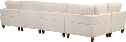 Free Combination Symmetrical Modular Sectional Sofa with Movable Ottoman,Corduroy Upholstered Convertible Sleeper Couch,6 Seater Oversized Reversible Corner Sofa&Couch for Living Room Office - LeafyLoom
