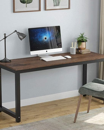 Tribesigns Computer Desk, 63 inch Large Office Desk Computer Table Study Writing Desk Workstation for Home Office, Rustic Brown - LeafyLoom