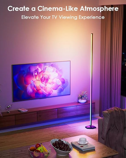 2PCS RGB Floor Lamp, Bluetooth APP and Remote Control 65" Smart Modern Standing Lamp Music Sync 16 Million DIY Colors Changing LED Floor Lamp with Heavy Base for LivingRoom Bedroom GameRoom - LeafyLoom