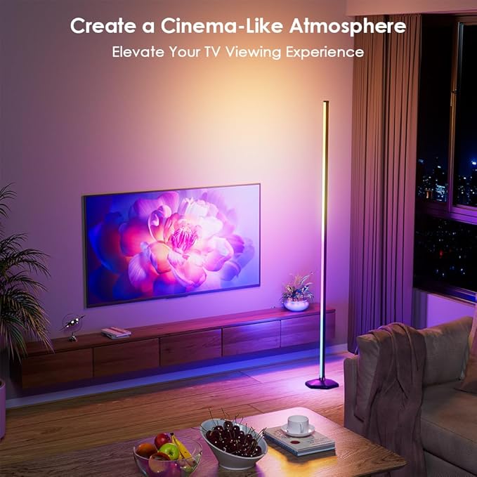 2PCS RGB Floor Lamp, Bluetooth APP and Remote Control 65" Smart Modern Standing Lamp Music Sync 16 Million DIY Colors Changing LED Floor Lamp with Heavy Base for LivingRoom Bedroom GameRoom - LeafyLoom