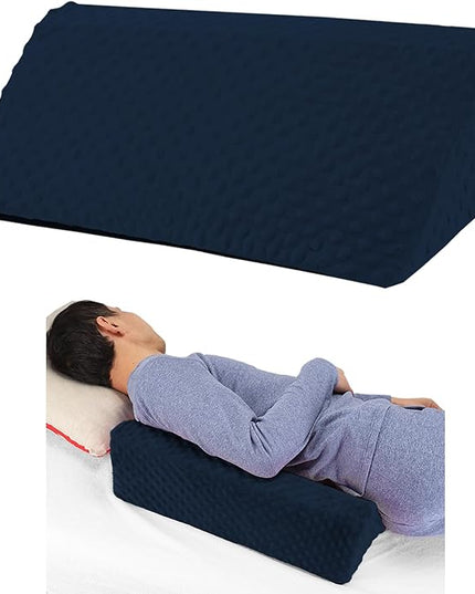 Wedge Pillow for Side Sleeping, Body Positioning Foam Wedge Pillow, Side Wedge Pillow for Sleeping Non-Slip Back Positioning Pillow for Bed Sore Wedge (Dark Blue) - LeafyLoom