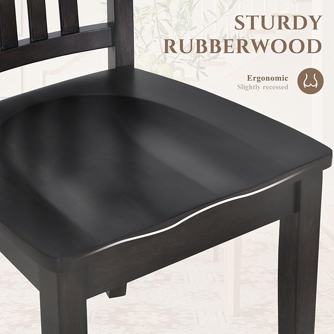 COLAMY Wooden Dining Chairs Set of 6, Spindle High Back Windsor Kitchen Side Chair, Farmhouse Dining Chairs for Kitchen and Dining Room, Dark Brown - LeafyLoom