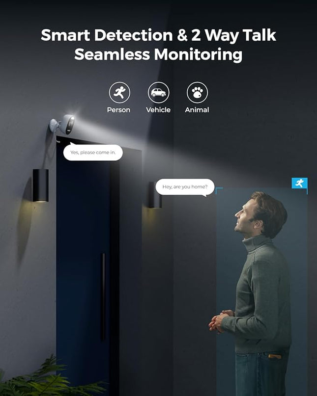 REOLINK Wireless Outdoor Security Camera Lumus 2K, Upgraded 4MP Spotlight Color Night Vision, 2.4/5GHz Dual-Band WiFi Plug in Camera, Smart Person/Vehicle/Animal Detection, Two-Way Talk, Local Storage REOLINK