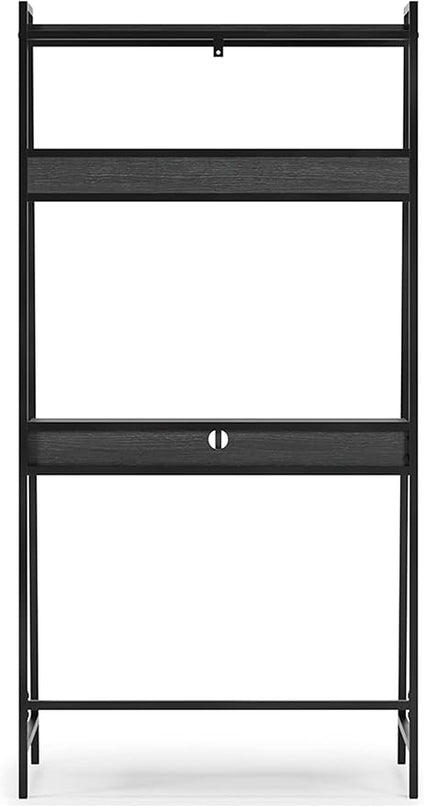 Signature Design by Ashley Yarlow Modern Home Office Writing Desk with Shelf, Black - LeafyLoom
