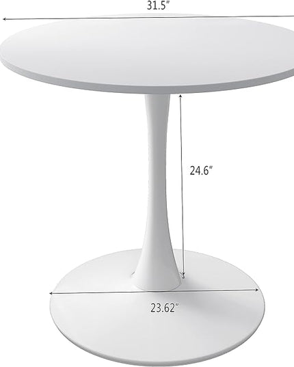 NicBex Dining Table Contemporary Kitchen Table Farmhouse Rustic 32" Round Dining Table with Round MDF Table Top, Metal Base Dining Table, End Table Leisure Coffee Table, White - LeafyLoom
