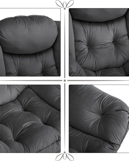 HollyHOME Modern Fabric Large Lazy Chair, Accent Oversized Comfy Reading Chair, Thick Padded Cozy Lounge Chair with Armrest, Steel Frame Leisure Sofa Chair for Living Room, Bedroom, Dorm, Smoky Grey - LeafyLoom