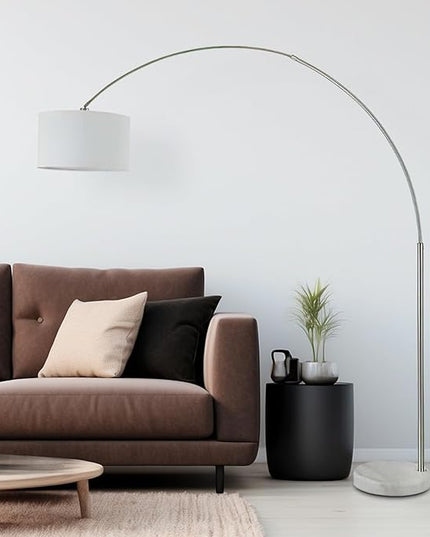 Contemporary 81" Tall Long Reach Adjustable Arc LED Floor Lamp with Remote Control - Stylish Corner Light Arching Lamp Marble Base - Best Modern Lighting for Living Room, Bedroom, and Home Decor - LeafyLoom