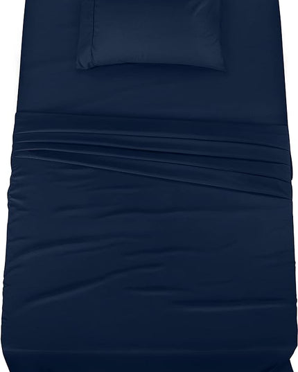 Utopia Bedding Twin Bed Sheets Set - 3 Piece Bedding - Brushed Microfiber - Shrinkage and Fade Resistant - Easy Care (Twin, Navy) - LeafyLoom