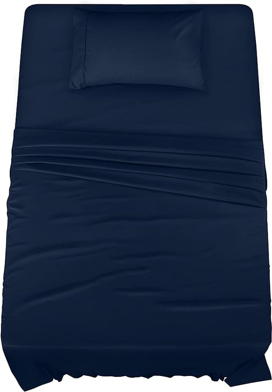 Utopia Bedding Twin Bed Sheets Set - 3 Piece Bedding - Brushed Microfiber - Shrinkage and Fade Resistant - Easy Care (Twin, Navy) - LeafyLoom