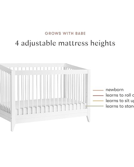 Babyletto Sprout 4-in-1 Convertible Crib with Toddler Bed Conversion Kit in White, Greenguard Gold Certified - LeafyLoom