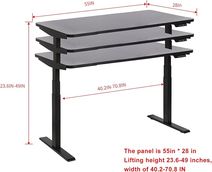 55“*27.5”Height Adjustable Electric Standing Desk with Storage Sit Stand Desk Computer Desk Home Office Desk Memory Controller by BOSCH Motor by BOSCH (Wood/Black Frame 55 * 27.5) - LeafyLoom