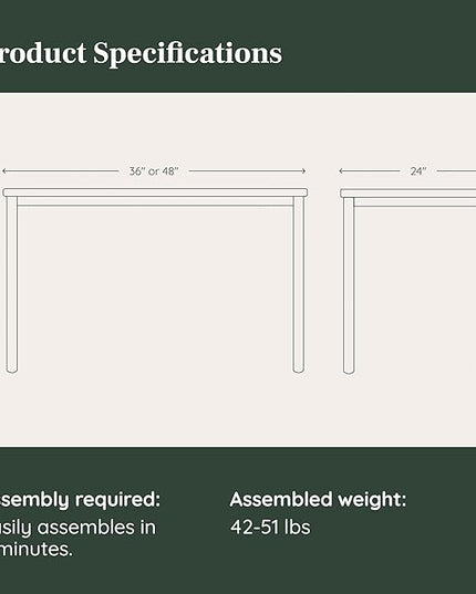 Branch Daily Desk - Functional At Home Office Desk with Effortless Assembly, Timeless Design, Rounded Corners, and Built-in Cable Notch - 36” W x 28.5” H x 24” D - Walnut Work Table - LeafyLoom