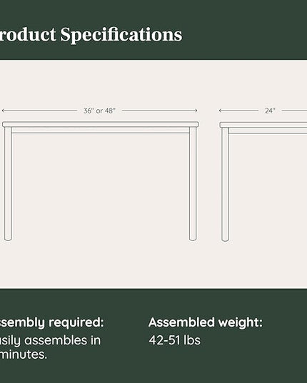 Branch Daily Desk - Functional At Home Office Desk with Effortless Assembly, Timeless Design, Rounded Corners, and Built-in Cable Notch - 36” W x 28.5” H x 24” D - Charcoal Work Table - LeafyLoom
