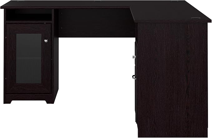 Bush Furniture Cabot 60W L Shaped Computer Desk in Espresso Oak - LeafyLoom