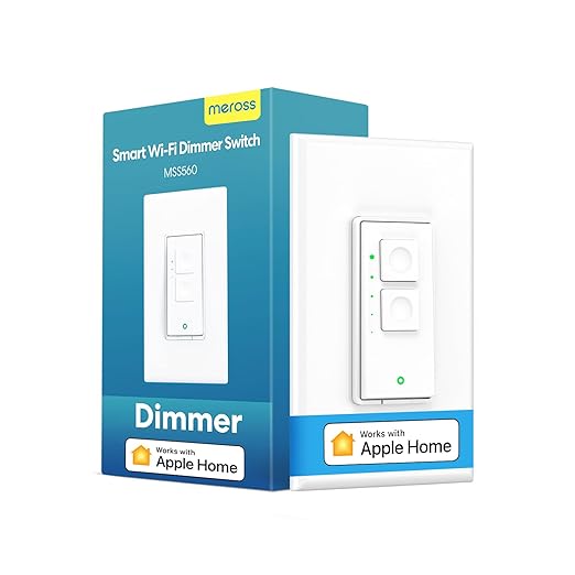 meross Smart Dimmer Switch Single Pole Supports Apple HomeKit, Alexa Google Assistant & SmartThings, 2.4GHz WiFi Light Switch for Dimmable LED, Neutral Wire Required, Remote Control Schedule, 1 Pack meross