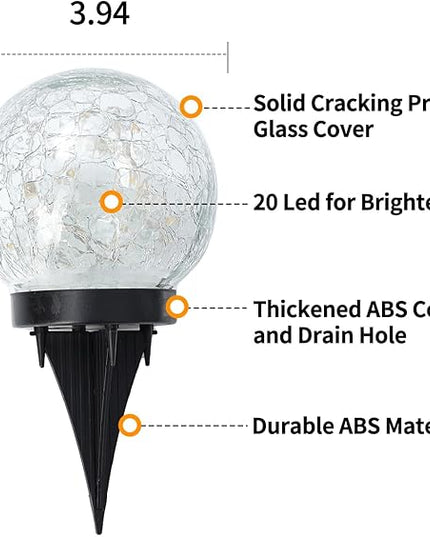Solar Globe Lights Outdoor Waterproof-Solar Balls for Garden-Cracked Glass Ball Solar Lights Outdoor-Solar Orbs for Outside-Outdoor Decorations for Patio and Yard Lawn Backyard Decor JKIMK