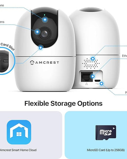 Amcrest 1080P WiFi Camera Indoor, Nanny Cam, Dog Camera, Sound & Baby Monitor, Human & Pet Detection, Motion-Tracking, Phone App, Pan/Tilt Wireless IP Camera, Night Vision, Smart Home ASH21-W Amcrest