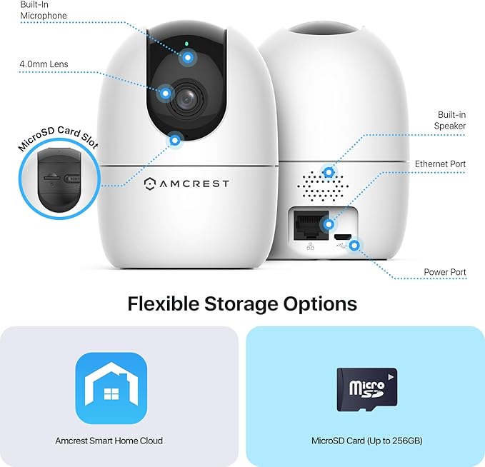 Amcrest 1080P WiFi Camera Indoor, Nanny Cam, Dog Camera, Sound & Baby Monitor, Human & Pet Detection, Motion-Tracking, Phone App, Pan/Tilt Wireless IP Camera, Night Vision, Smart Home ASH21-W Amcrest