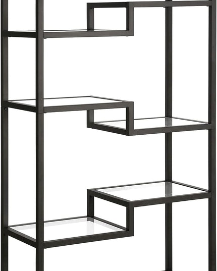 Henn&Hart 68" Tall Rectangular Bookcase in Blackened Bronze, for Home Office, Living Room - LeafyLoom