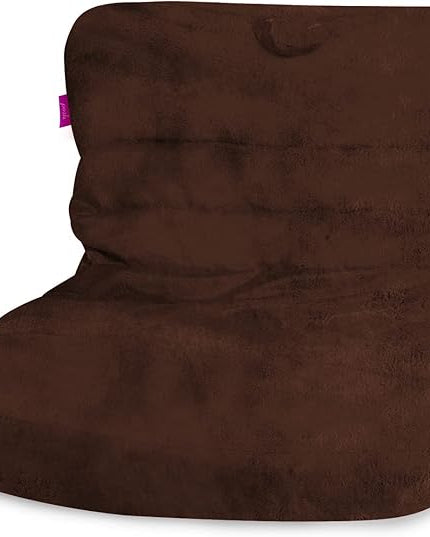 Posh Creations Structured Comfy Bean Bag Chair for Gaming, Reading, and Watching TV, Laguna Lounger, Rabbit Fur - Brown - LeafyLoom