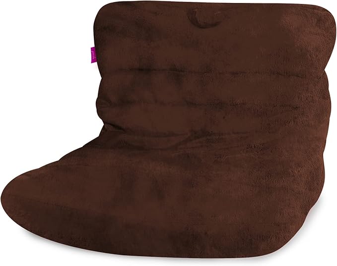 Posh Creations Structured Comfy Bean Bag Chair for Gaming, Reading, and Watching TV, Laguna Lounger, Rabbit Fur - Brown - LeafyLoom