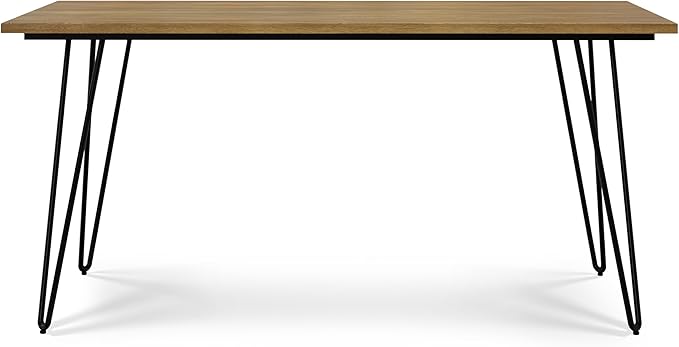 SIMPLIHOME Hunter SOLID MANGO WOOD and Metal Rectangle Industrial Table for The Dining Room, 66 inch, Light Brown - LeafyLoom