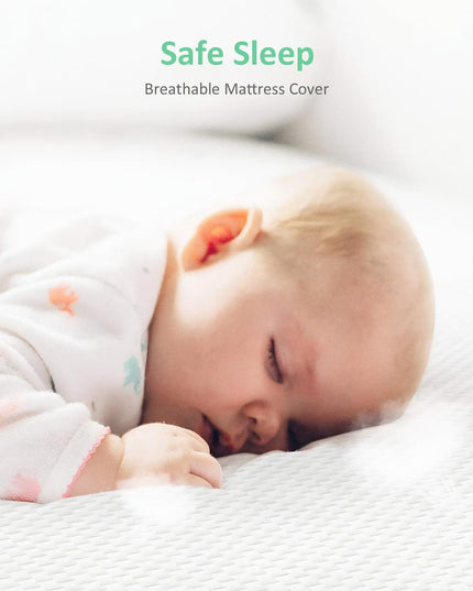 Crib Mattress, Dual Sided Comfort Memory Foam Toddler Bed Mattress, Triple-Layer Breathable Premium Baby Mattress for Infant and Toddler w/Removable Outer Cover - White&Blue - LeafyLoom