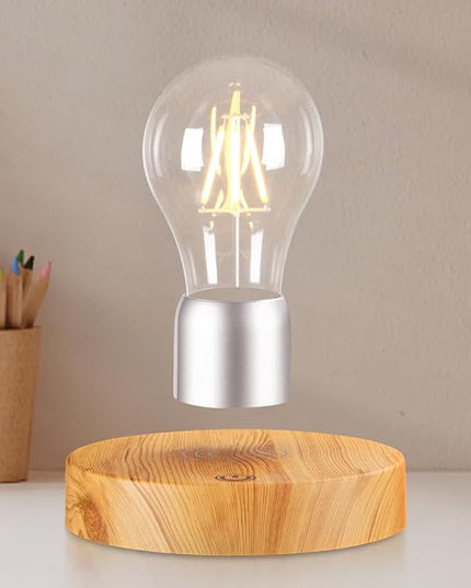 Magnetic Levitating Light Bulb Lamp, 360 Degree Rotating Floating Bulb Desk Lamp, Magnetic Levitation Bulb Night Lights, Cool Gifts, Room Office Decorative Lamp (Yellow) - LeafyLoom
