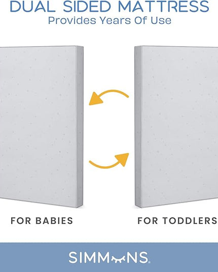 Delta Children Cassie 4-in-1 Convertible Crib with Underdrawer, Lilac + Simmons Kids Silver Nights Dual Sided 2-Stage Baby Crib Mattress (Bundle) - LeafyLoom