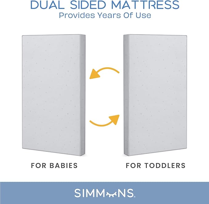 Delta Children Cassie 4-in-1 Convertible Crib with Underdrawer, Lilac + Simmons Kids Silver Nights Dual Sided 2-Stage Baby Crib Mattress (Bundle) - LeafyLoom