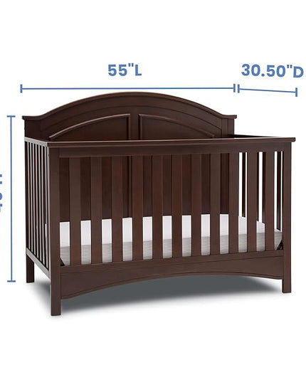 Delta Children Perry 6-in-1 Convertible Crib - Greenguard Gold Certified, Walnut Espresso - LeafyLoom