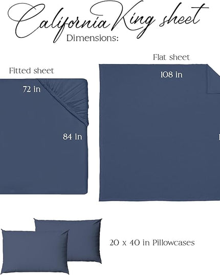 Northwest Ashford Home Essentials Bedding, 4 Piece California King Size Sheet Set, Estate Blue - LeafyLoom
