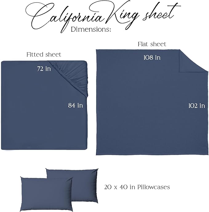 Northwest Ashford Home Essentials Bedding, 4 Piece California King Size Sheet Set, Estate Blue - LeafyLoom